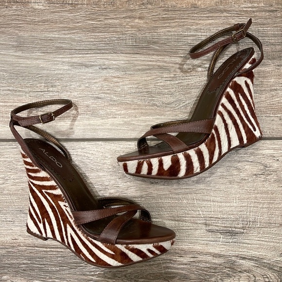 ALDO Y2K Zebra Wedges - Picture 1 of 4
